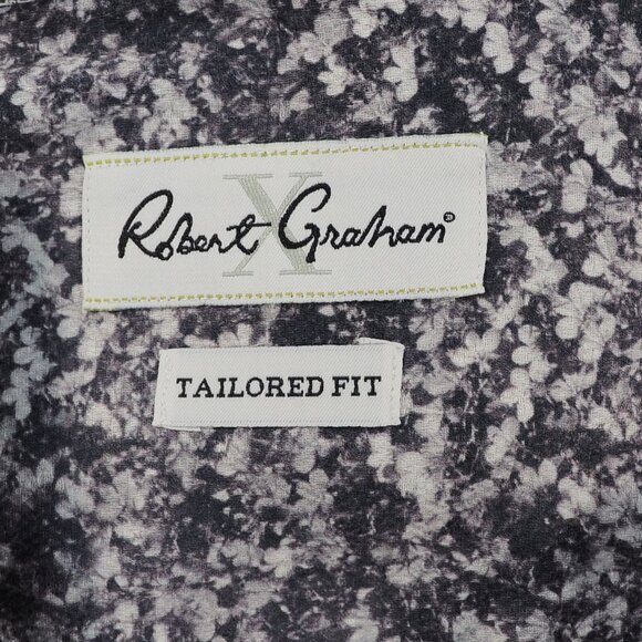 Robert Graham X Shirt Mens 41/16 Gray Flip Cuff Dress Preppy Minimalist Luxury - Picture 3 of 11